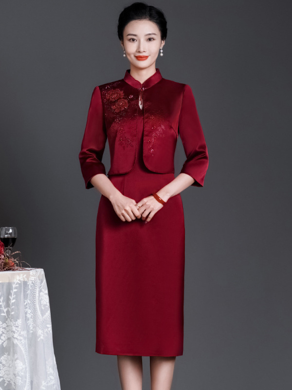 603#新款年轻妈妈装两件套妈妈衣服高级感婚礼喜婆婆妈妈装婚宴礼|undefined