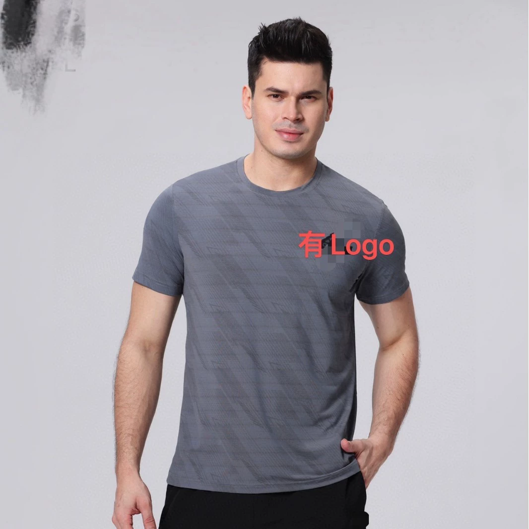 Оптовая продажа летняя мужская беговая быстрая сушилка свободный большой размер трансграничный специально для рубашки с круглым вырезом из ледяного шелка с короткими рукавами