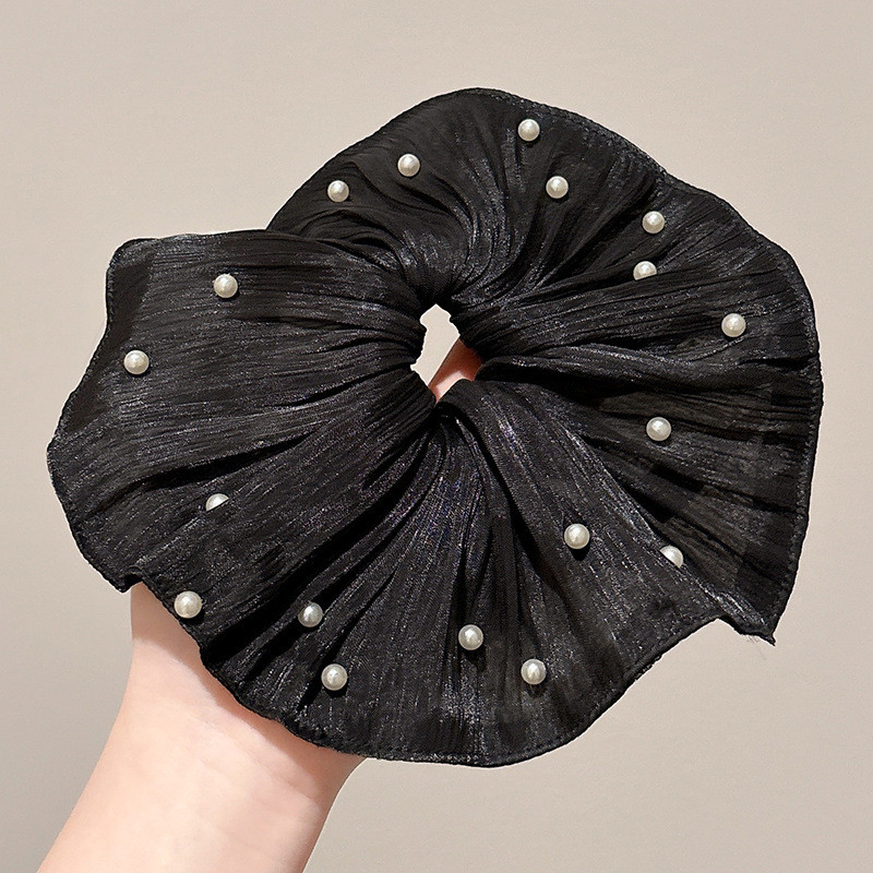 2#블랙펄 플리츠머리끈-20cm