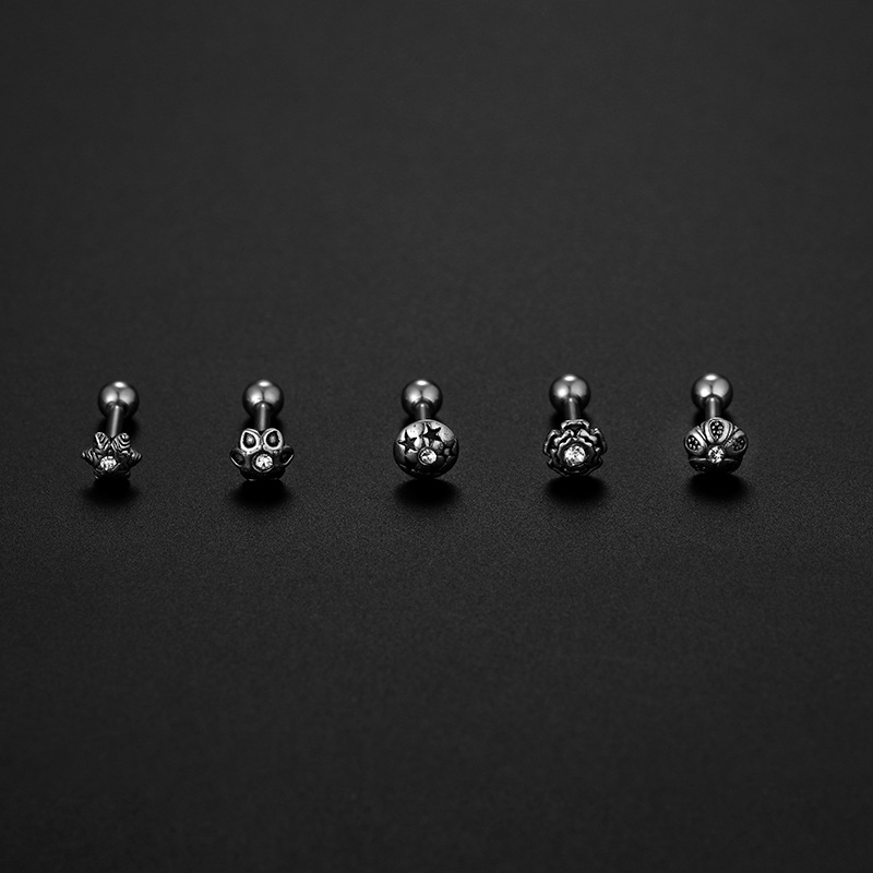 1 Piece Fashion Heart Shape Plating Inlay Stainless Steel Zircon Ear Studs display picture 3