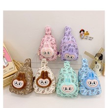 跨境秋冬儿童背包可爱毛绒labubu单肩包卡通玩偶斜挎包儿童胸包