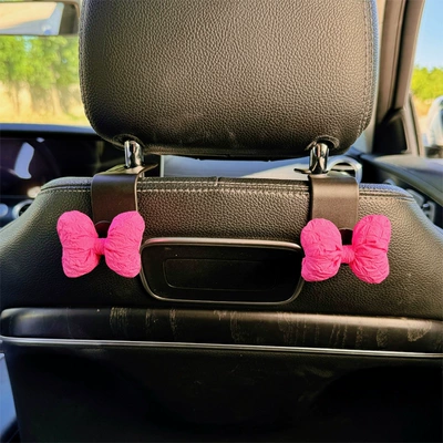 Sun Visor Hanging Car Armrest | Car tissue box/set - pink-bow-chair-back-hook-2-pack
