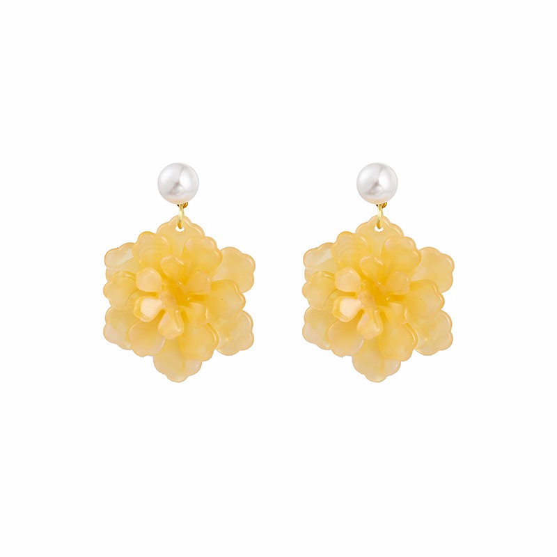 Fashion Flower Acetic Acid Sheets Pearl Earrings 1 Pair display picture 6