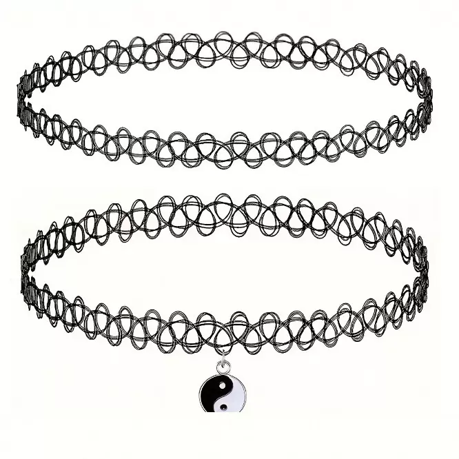 跨境饰品欧美亚马逊八卦项链镂空tattoo八卦吊坠纹身项圈工厂批发