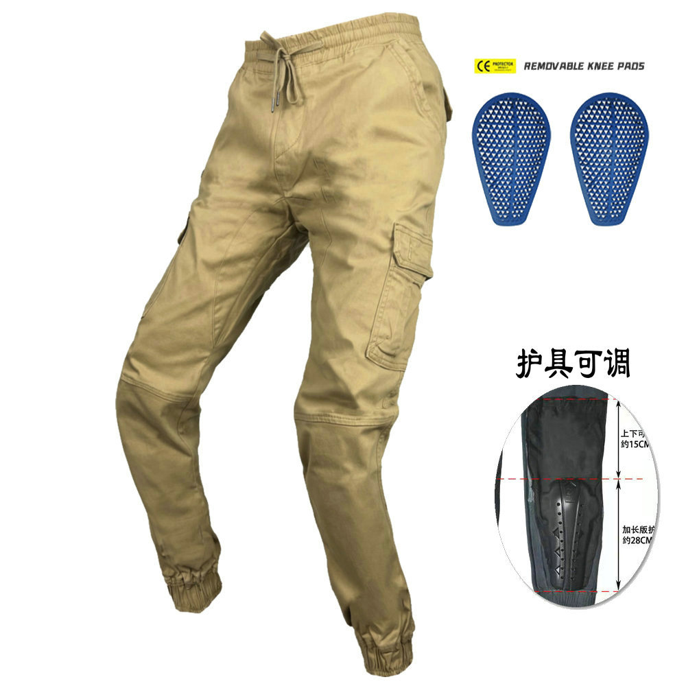 Pantalones de carreras de motos pantalones anti-caída de la motocicleta de los hombres atados al tobillo casual multi-Bolsa de ropa de trabajo pantalones vaqueros de silicona
