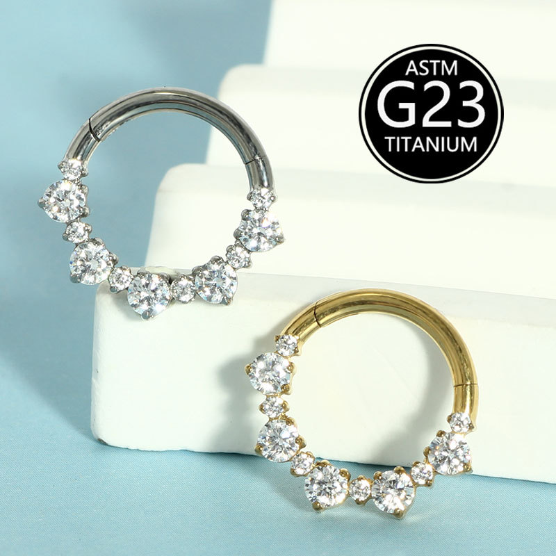 Silver pointed spike labret stud material detail