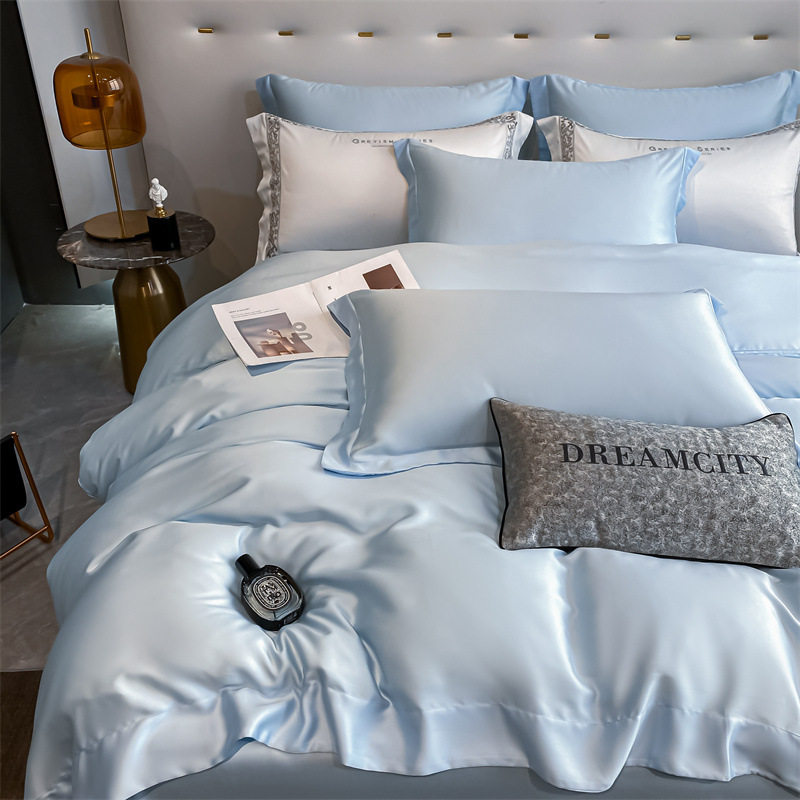 Verano 100% Tensi Juego de cuatro piezas Ropa de cama de verano de lujo ligero Funda de edredón Ropa de cama de tres piezas Ropa de cama