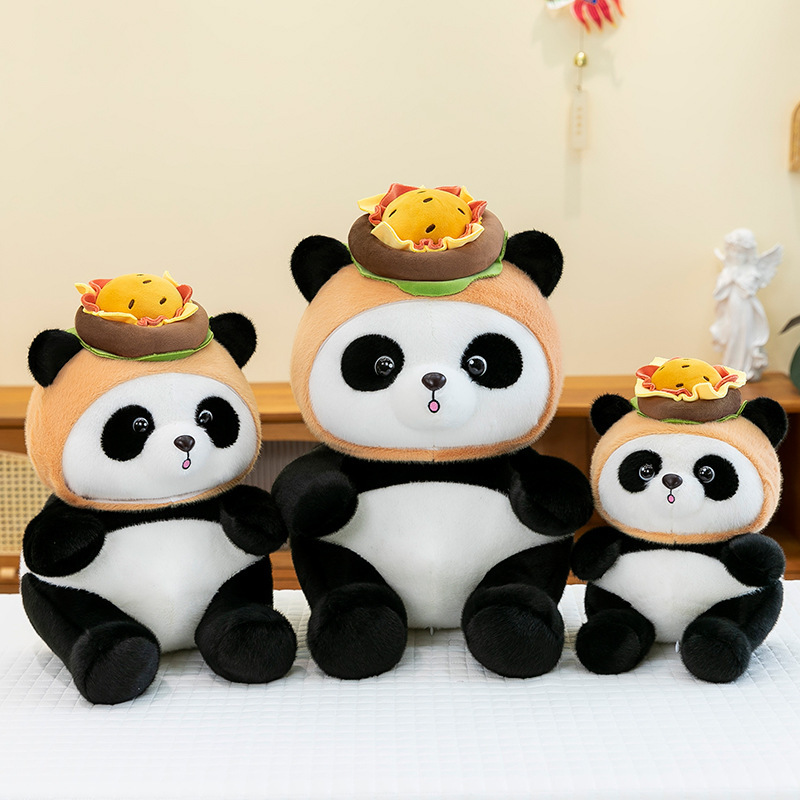Cartoon Burger Panda Doll Fun Giant Panda Plush Toy Tourist Souvenir Children's Sleeping Doll Batch