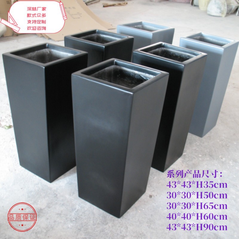 FRP cuadrado maceta de flores centro comercial ventas hotel interior al aire libre vasijas de flores decoración vasijas de flores vasijas de flores