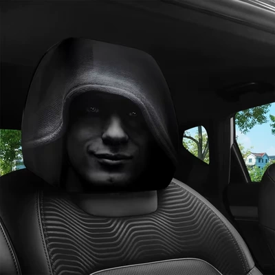 Universal seat cover — White Horror Face Design Car - 07-1-piece-car-pillowcase-26cm28cm