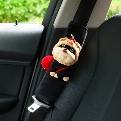 Car Seat Belt Shoulder Cover, Seat belt shoulder pad - yellow-capibala-hood-bee-dog-velvet-shoulder-cover