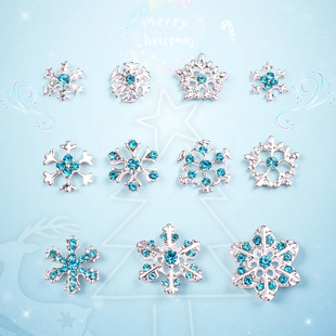 Cross-Border Christmas Decorations Snowflake Nail Art Diamond Ornaments Silver Three-Dimensional Wearable Nail Alloy Accessories Nail Art Jewelry Diamonds