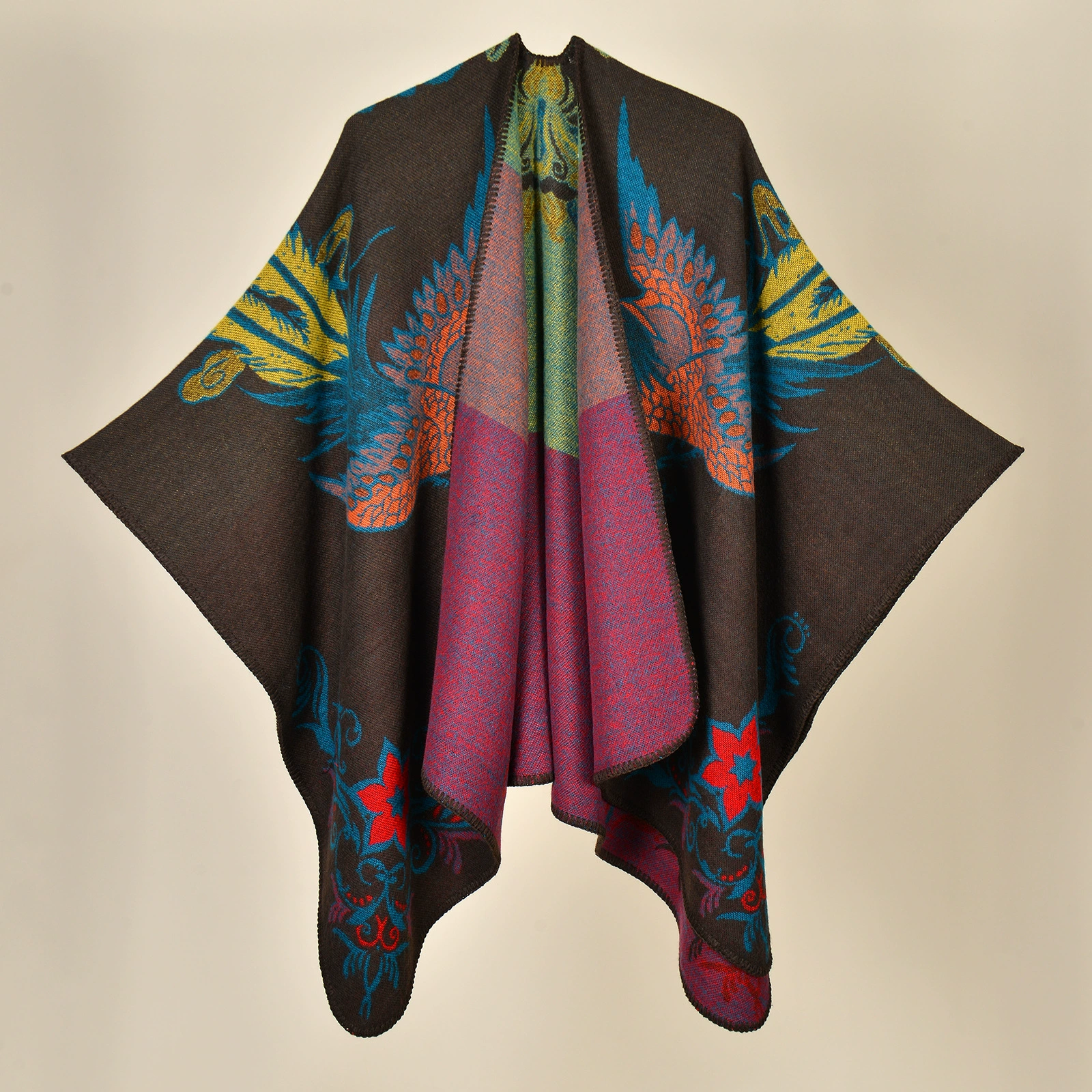 Д Demi-season cloak from Yunnan province for traveling, keep warm cardigan for camping for photo sessions, trench coat, Chinese style
