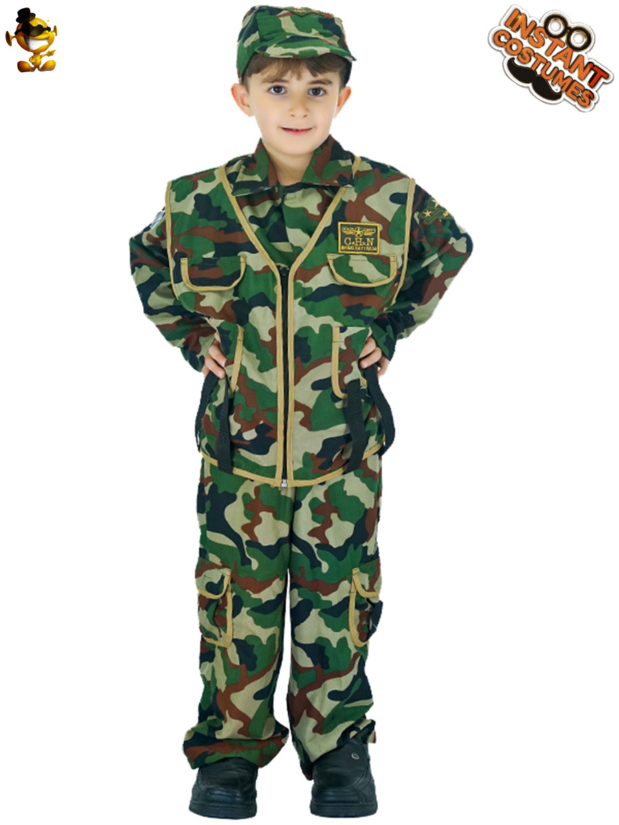 Halloween Cosplay traje niños camuflaje soldado traje de juego de rol