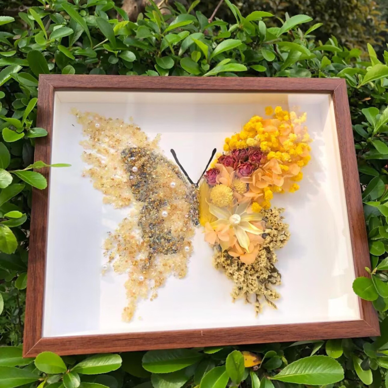 520手工diy蝴蝶碎钻永生花干花相框材料包制作送闺蜜女友礼物摆件|undefined