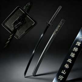黑色1095钢一体长刀日本刀东洋武士居合刀外贸回货收藏道具未开刃