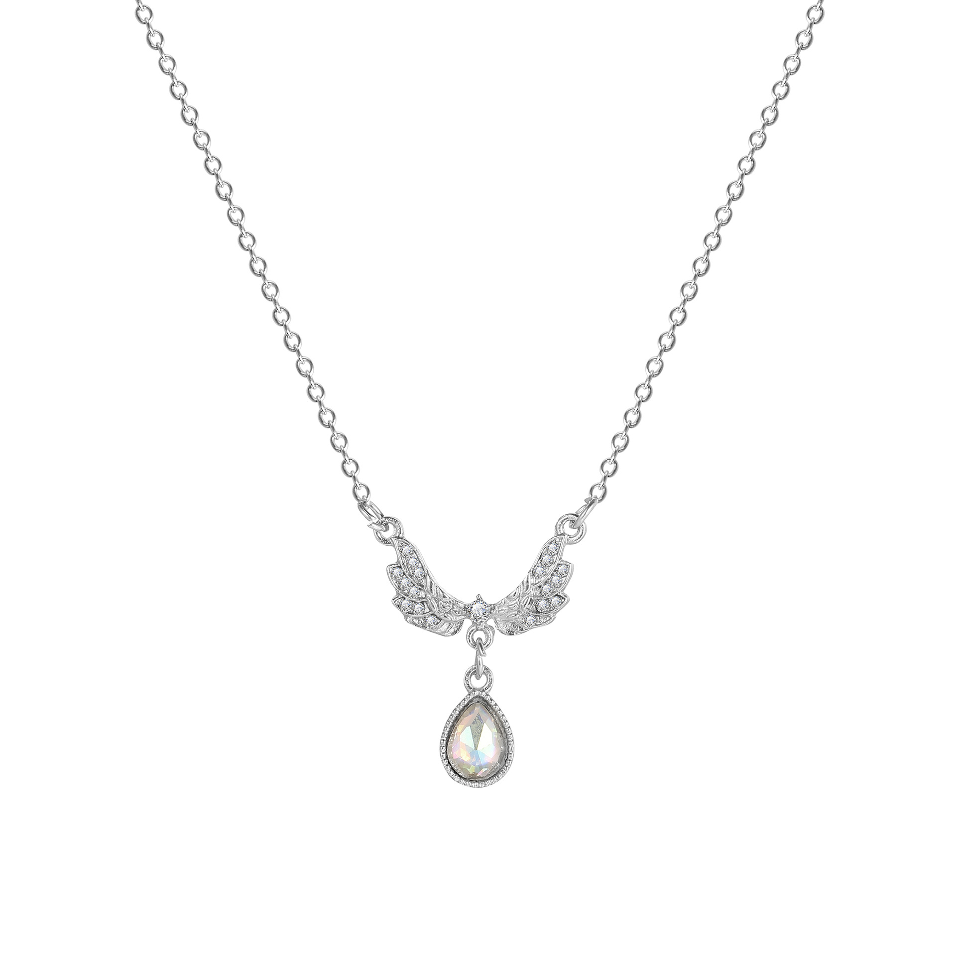 Fashion Angel Wings Water Droplets Alloy Inlay Rhinestones Womenu0027S Pendant Necklace 1 Piece