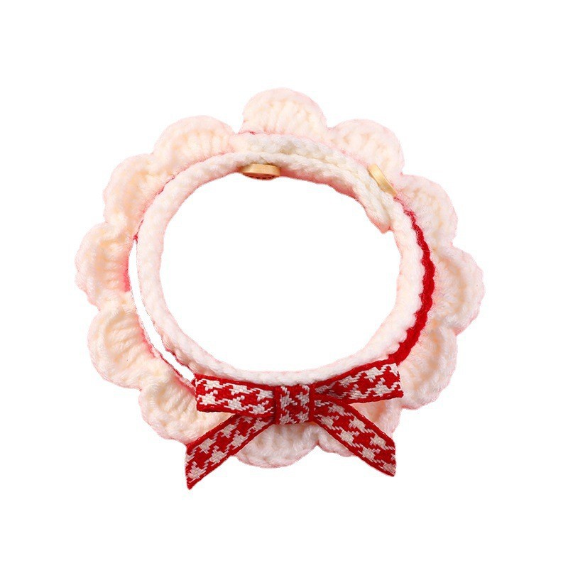 Gato y perro collar tejido a mano hilo de lana collar tejido de ganchillo mascota linda foto decoración babero