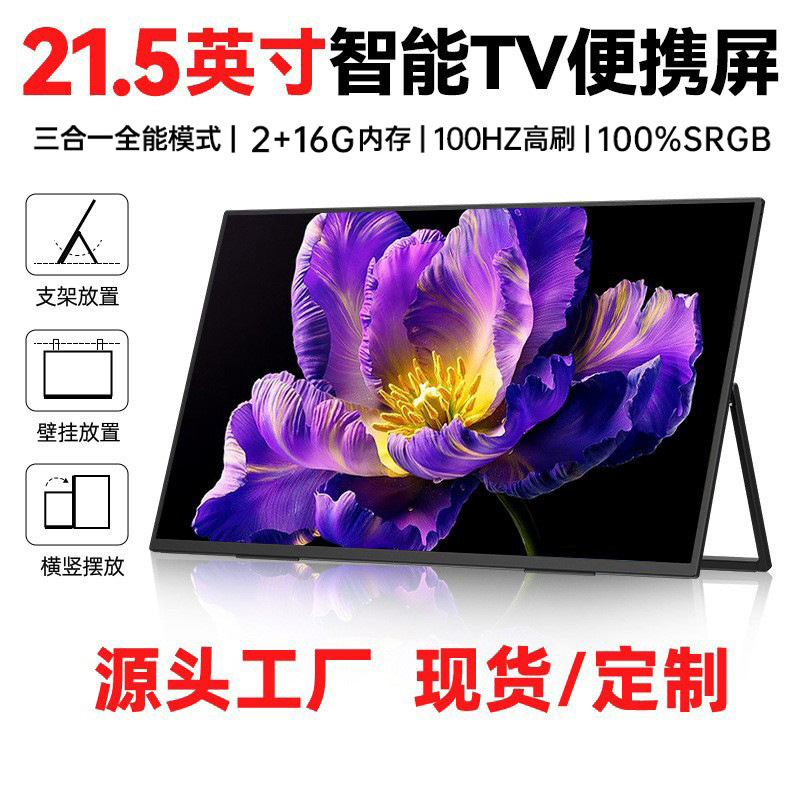 EIMIO 21.5 inch 100HZ portable monitor with Android TV system computer extended secondary screen IPS screen