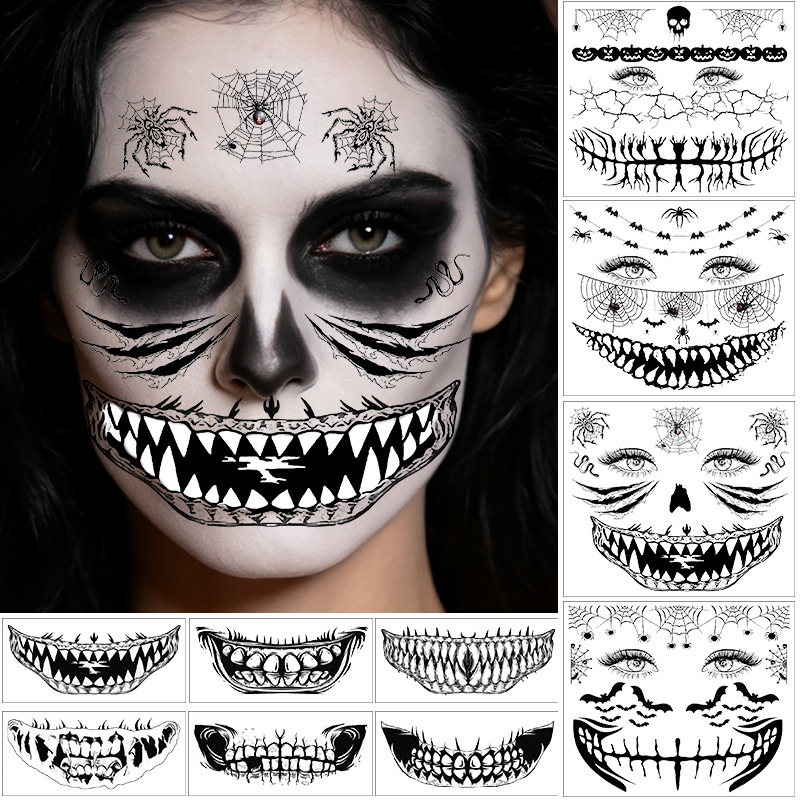 Halloween funny realistic tooth tattoo stickers for masquerade parties, personalized makeup, scary big mouth tooth face stickers Halloween funny realistic tooth tattoo stickers for masquerade parties, personalized makeup, scary big mouth tooth face stickers