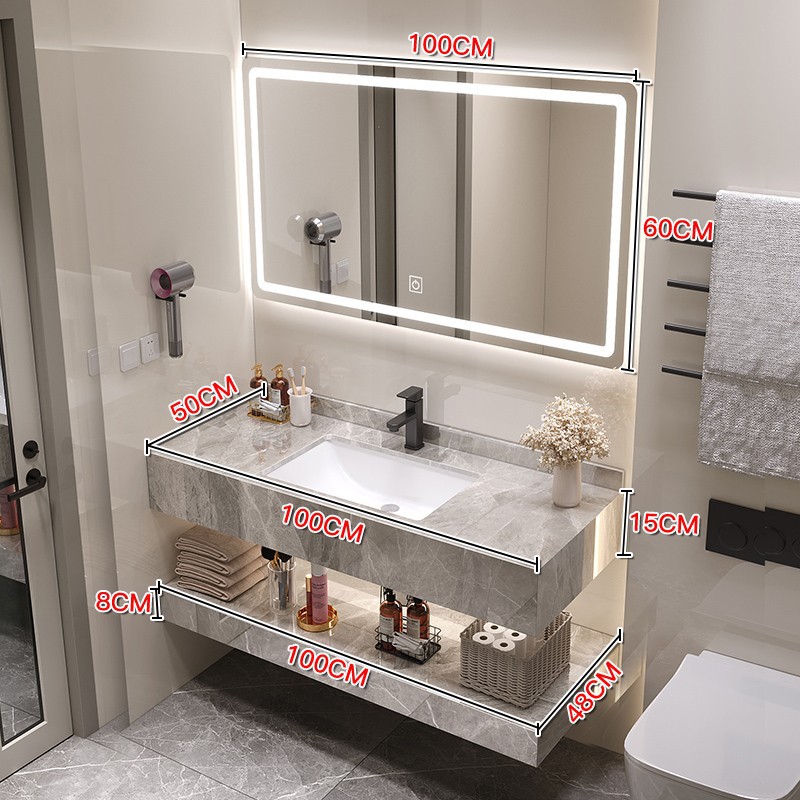 Gabinete de baño moderno y simple combinación de encimera de cerámica de pizarra brillante hotel de alojamiento residencial inodoro lavabo lavabo