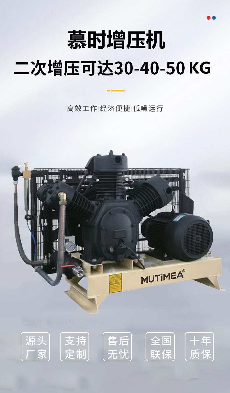 Piston Air Compressor 30kg for Medium-Pressure Pet Bottle Blowing, 40Bar Piston-Type Air Compressor High-Pressure Air Pump