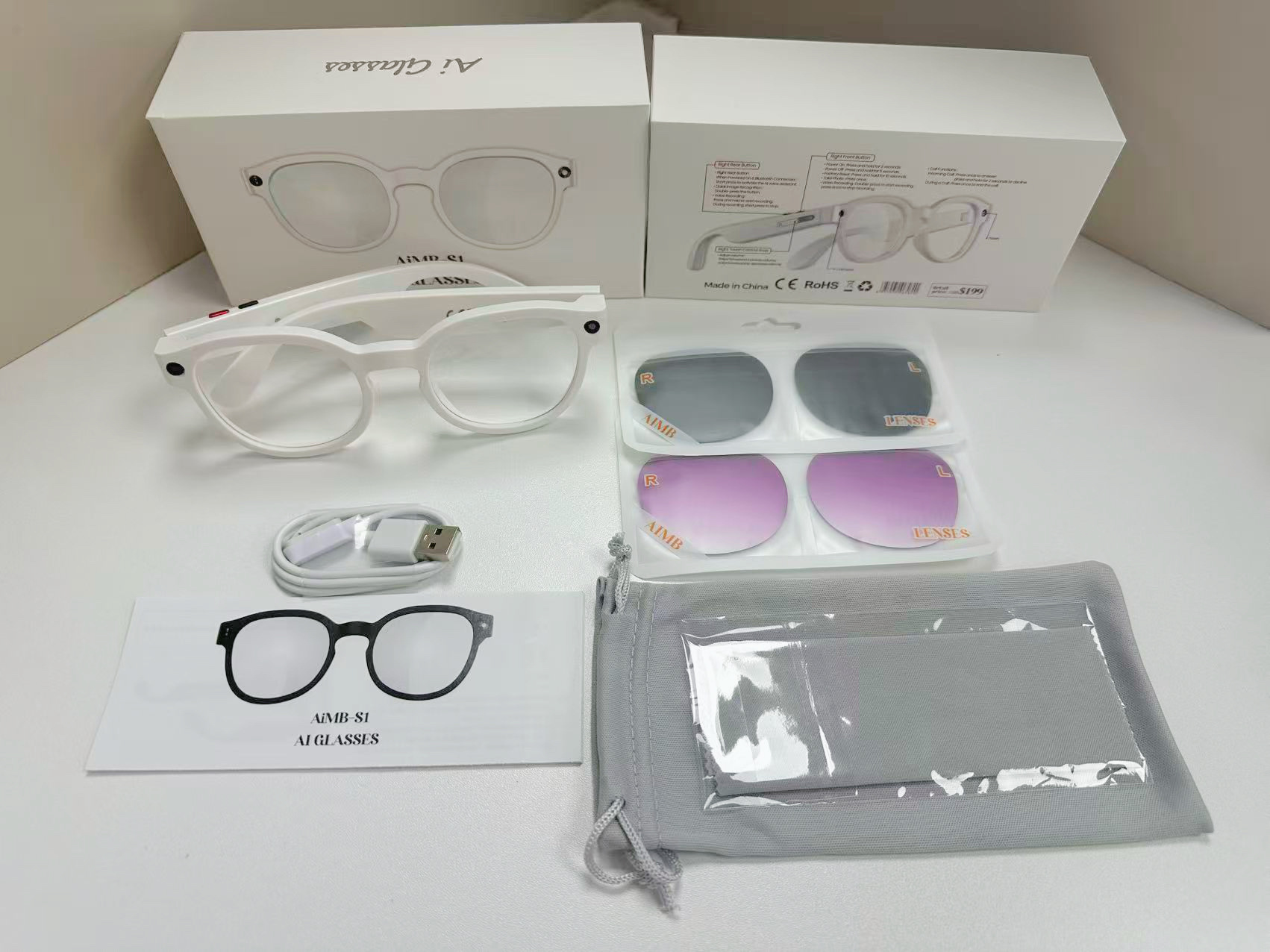 AIMB-S1 (blanco, 3 tipos de lentes)
