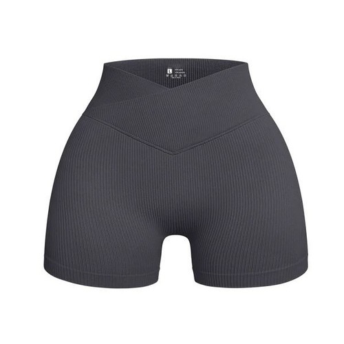 Cross-border Spring and Autumn Style Threaded Yoga Shorts Women's High Waist Hip Lifting Fitness Three-Point Pants Moisture-wicking Running Sports Pants
