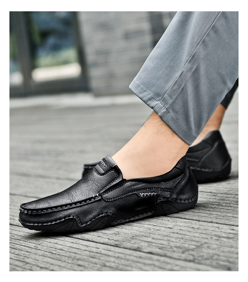Giày lười nam da đế bằng khâu thủ công thủng lỗ, giày lười cổ thấp ngoài trời cỡ lớn — 2518 màu xám, 2518 màu đen, 2518 nâu nhạt, 2518 nâu đỏ chi tiết 22