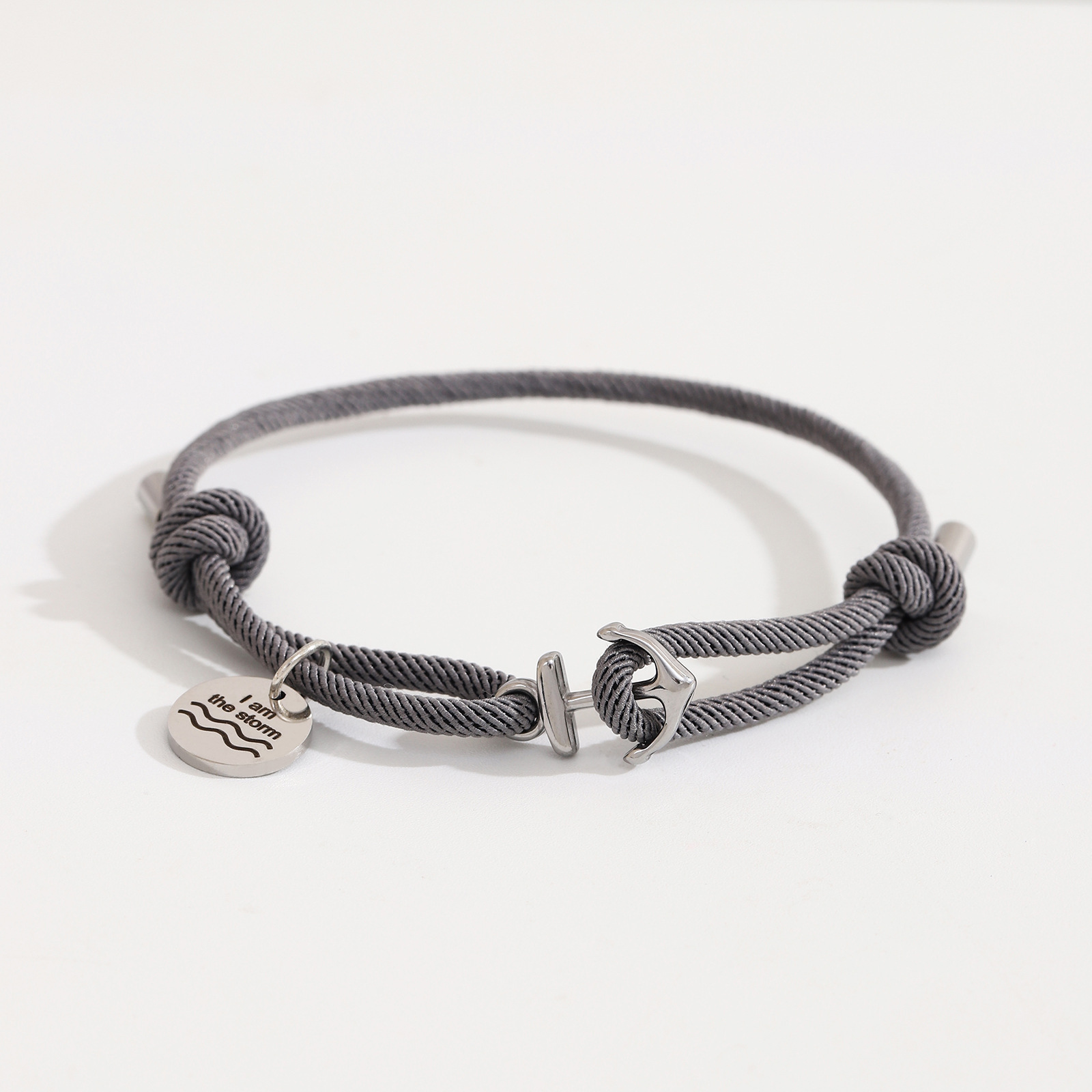Round Anchor Milan Dark Gray Bracelet Silver Accessories
