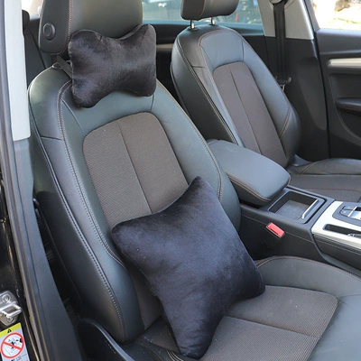 Car Cushion, Pillow Set, Multi-Color, Headrest - black-headrest-lumbar-support