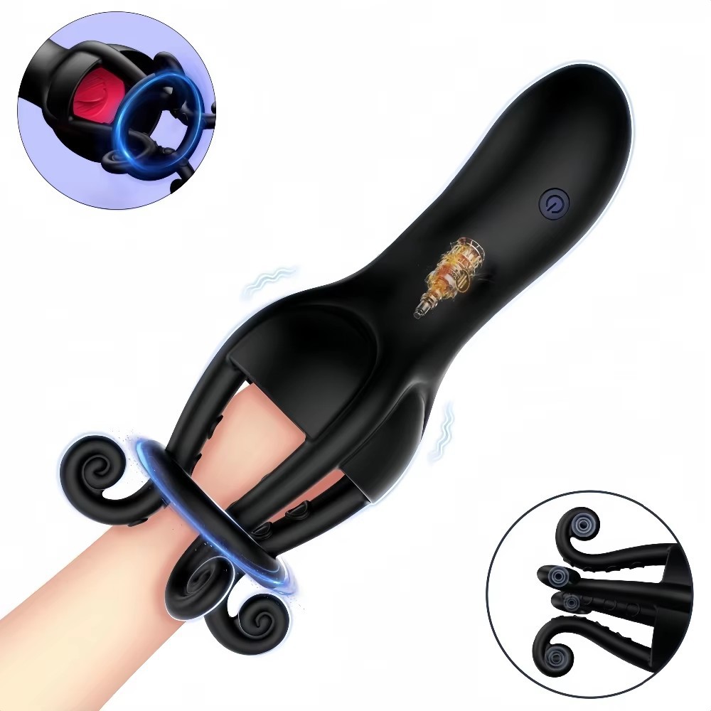 Tentacle Vibrating Penis Trainer Ring with 10 Frequencies and Tongue-Licking Prostate Stimulation — detail image 12