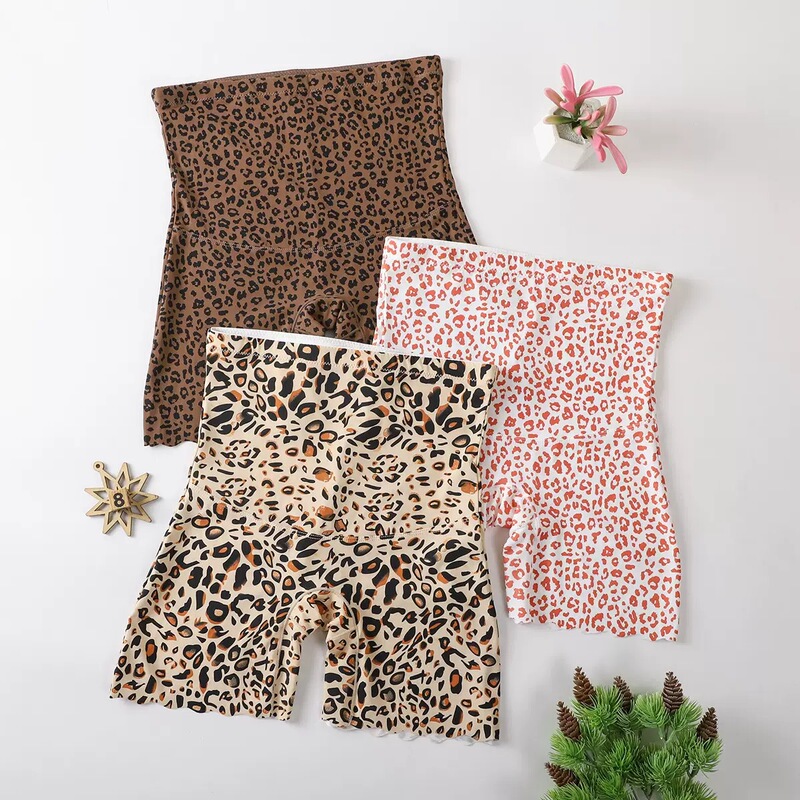 Sexy ice silk safety shorts for women, pure cotton crotch, mid-waist, tiger and leopard print, European and American export