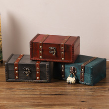 多功能复古木质收纳盒家居整理盒首饰储物盒影视拍摄道具木盒摆件