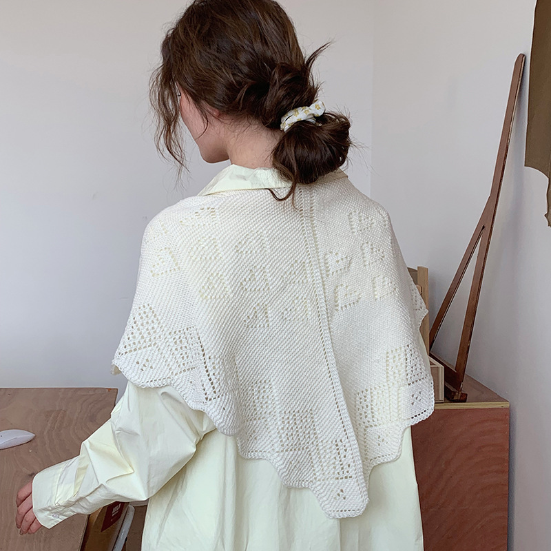 Bufanda de punto hueca para mujer, estilo coreano, capa fina, estilo occidental, bufanda triangular, chaleco, aire acondicionado, chal cálido