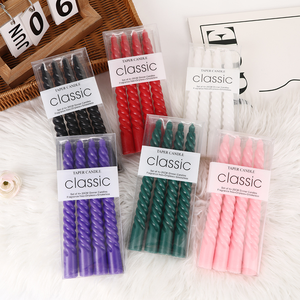 Europa de color rosca larga vela casera sin humo romántica boda clásica vela espiral vela transfronteriza