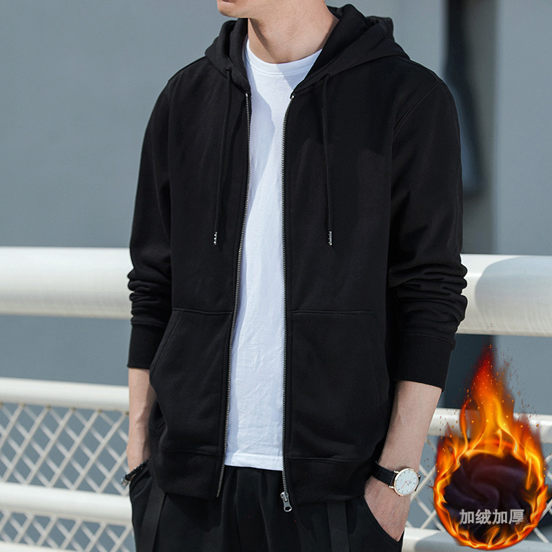 Student Sweater Men's Thin Loose plus size Cardigan Spring and Autumn Sports Casual Hooded Coat Clothes