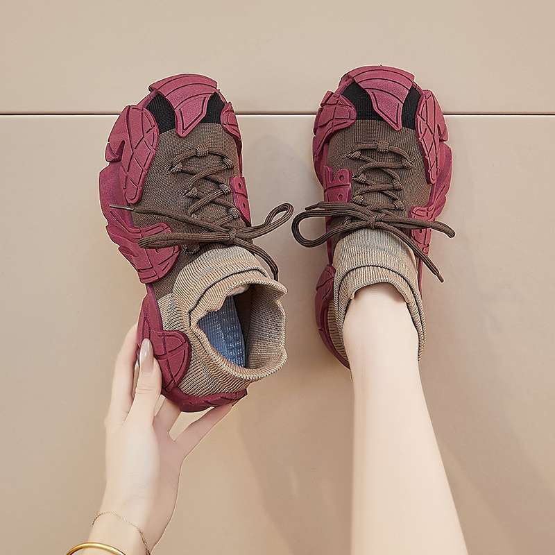 袜子鞋女2025春夏季新款显脚小网面透气网鞋百搭运动休闲老爹鞋潮