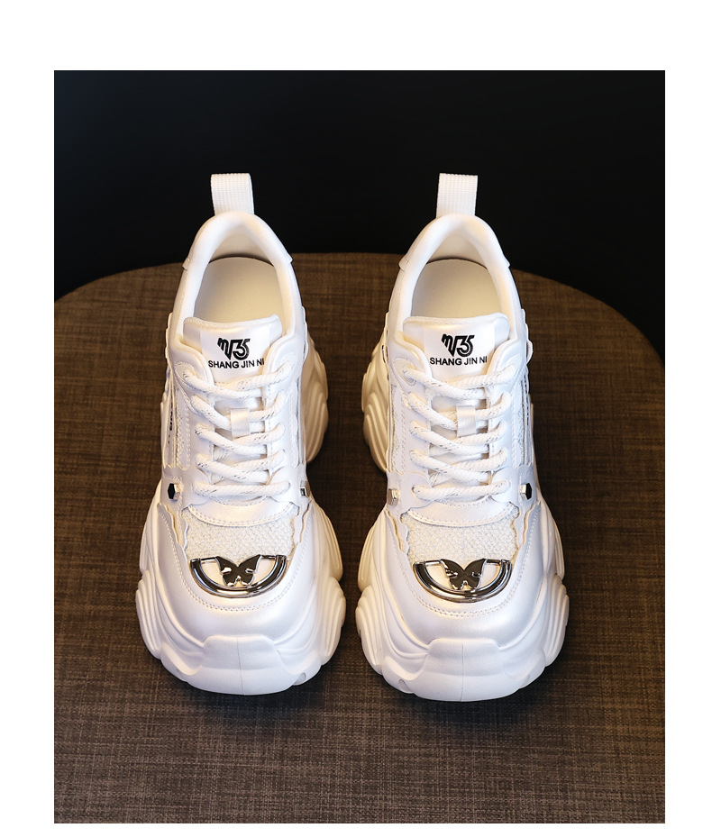 Giày sneaker nữ chunky đế dày tăng chiều cao, phong cách thể thao — Màu trắng chi tiết 22