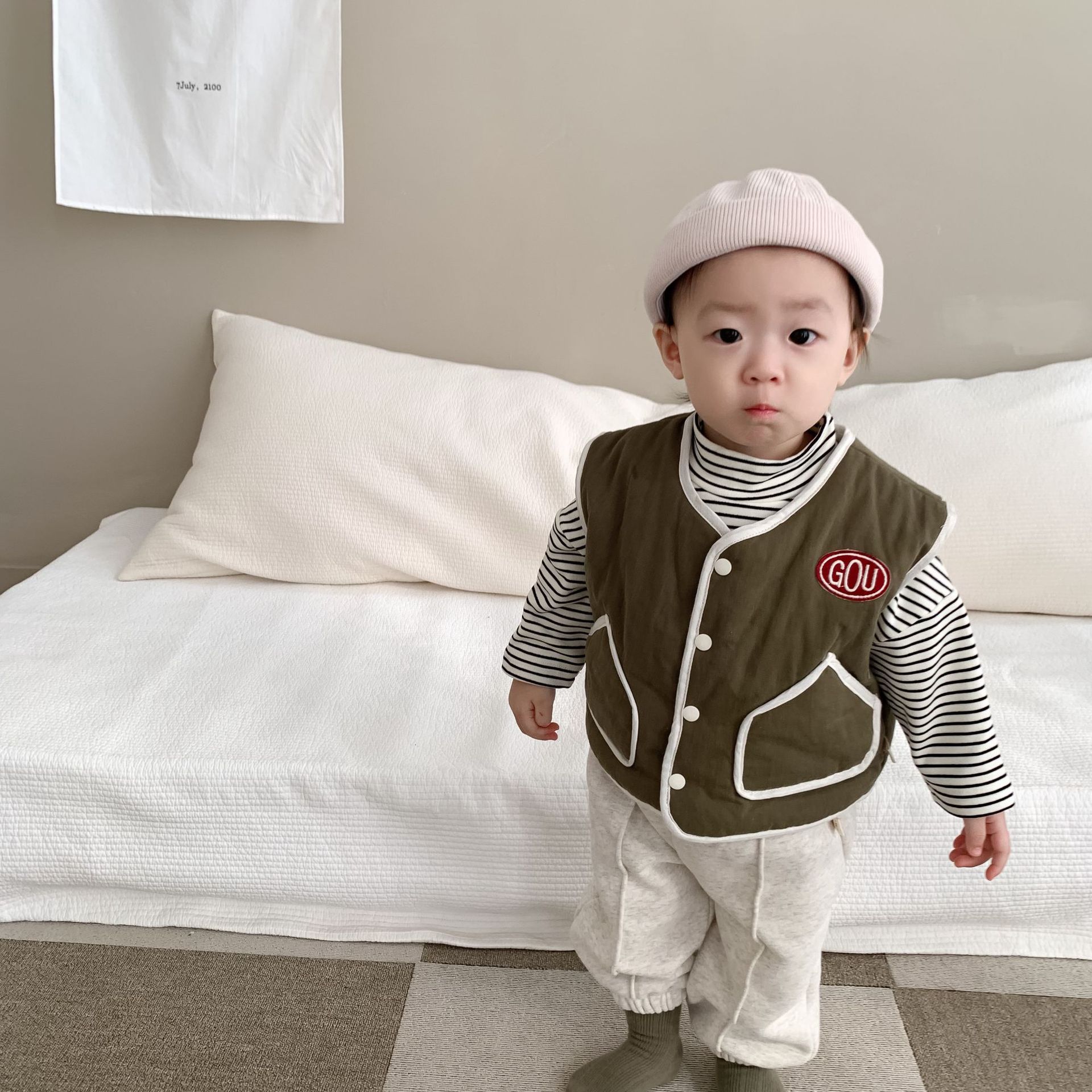 Niños y Niñas ropa de abrigo chaleco bebé Outwear 2023 Otoño e Invierno estilo coreano ropa de bebé Chaleco de algodón