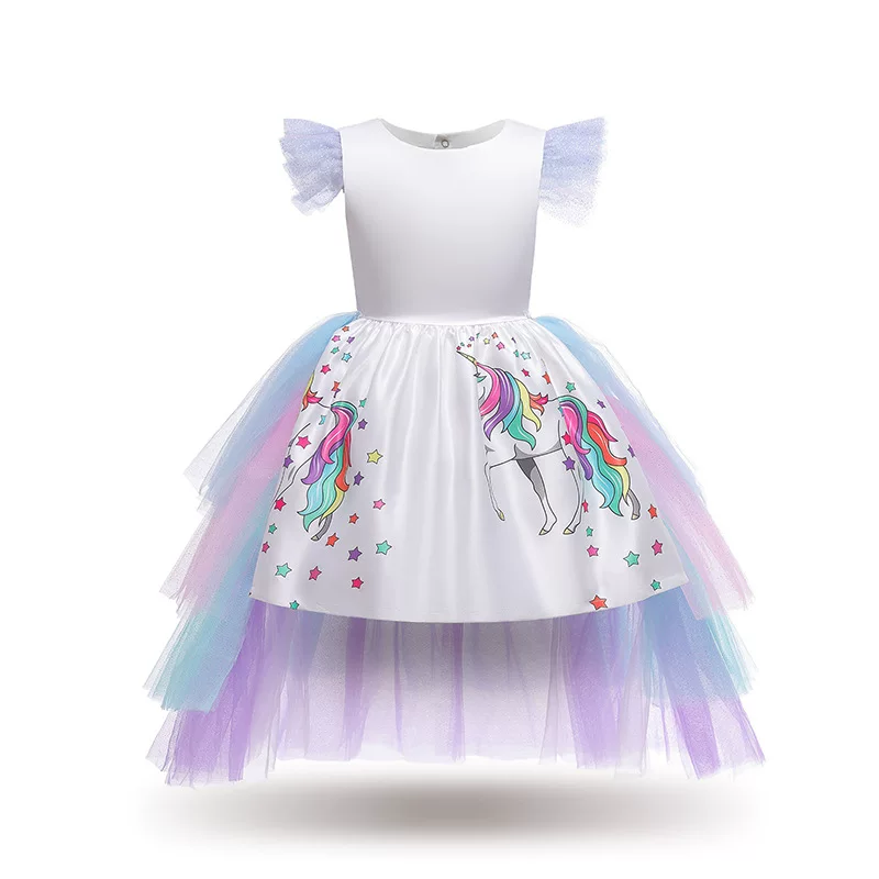 Children's rainbow small princess costume, demi-season evening dress, skirt, 2020