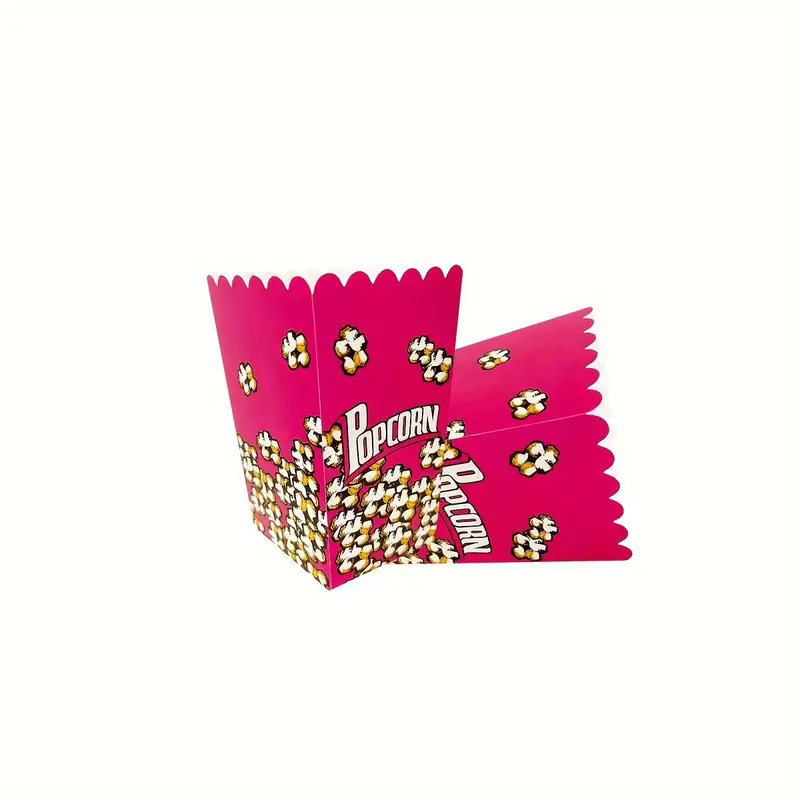 Cajas de palomitas de maíz rosas al por mayor transfronterizas con lunares y rayas, cajas de embalaje onduladas, 12 unidades/paquete, para snacks y alimentos.