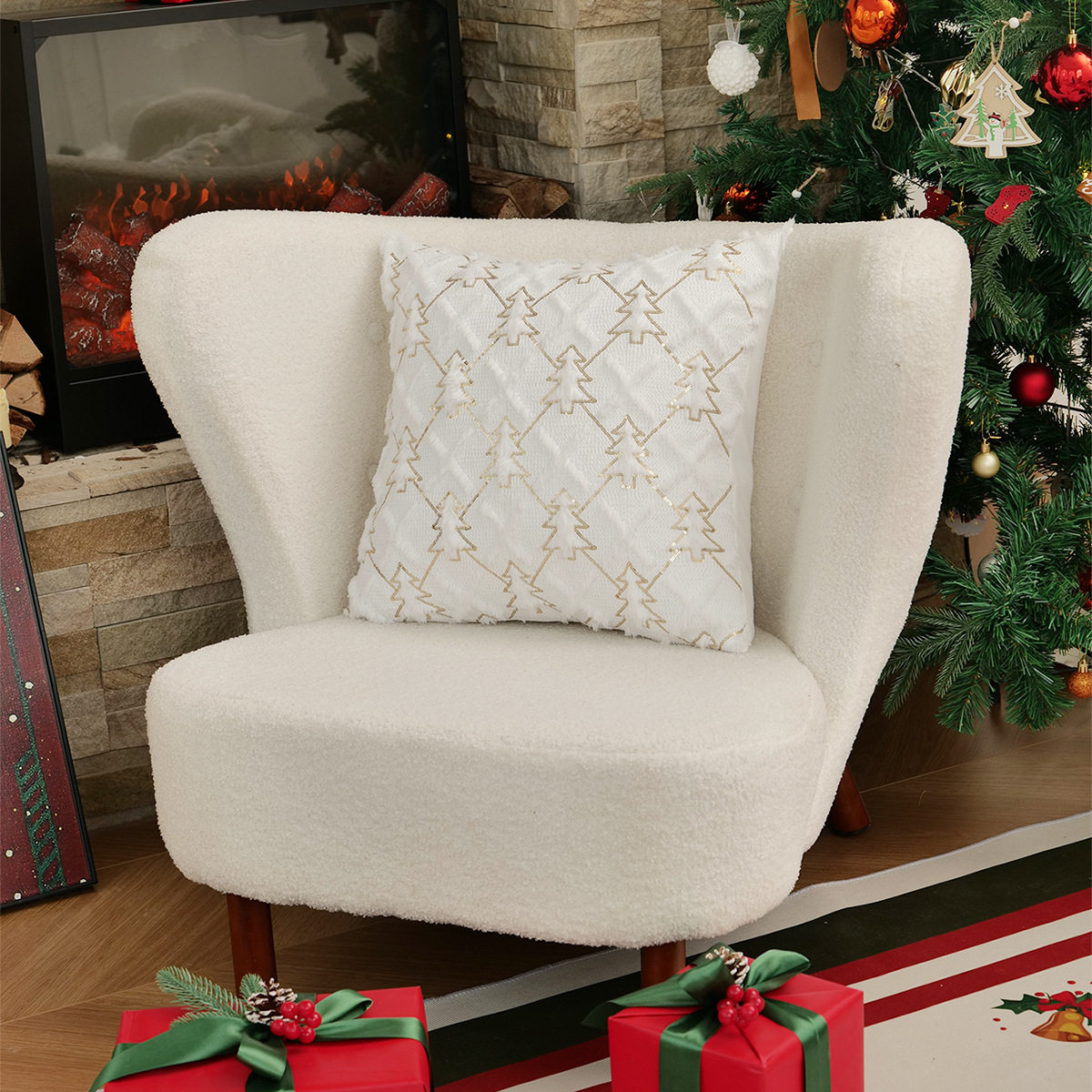 2025 transfronterizos nuevos fundas de almohada de Navidad Europa y América decoración de Navidad fundas de almohada de peluche TEMU en stock