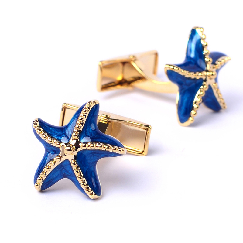 Cufflinks Enamel Starfish Design Niche Fresh French Shirt Cufflinks Cufflinks Men's Formal Banquet High-End Cufflinks
