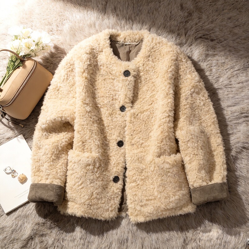 Imitation Lamb Wool Korean Style Fur Coat for Women 2025 Winter New Style Loose and Lazy Style Thickened Warm Long-Sleeved Top Imitation Lamb Wool Korean Style Fur Coat for Women 2025 Winter New Style Loose and Lazy Style Thickened Warm Long-Sleeved Top