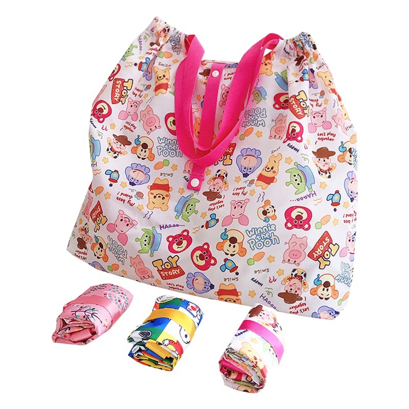 Bolsa de compras ecológica plegable japonesa de dibujos animados lindo ligero de gran capacidad para mujer bolso de tela grande de un solo hombro regalo estilo ins