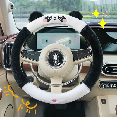 Headrest – Headrest Plush Bowknot Bear - rabbit-fur-embroidered-panda-steering-wheel-cover