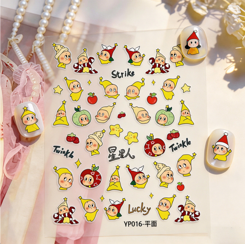 Cartoon Anime Character Star Man Nail Stickers Waterproof 5D Stereo Relief Female Nail Art Stickers Factory Direct Sale DIY