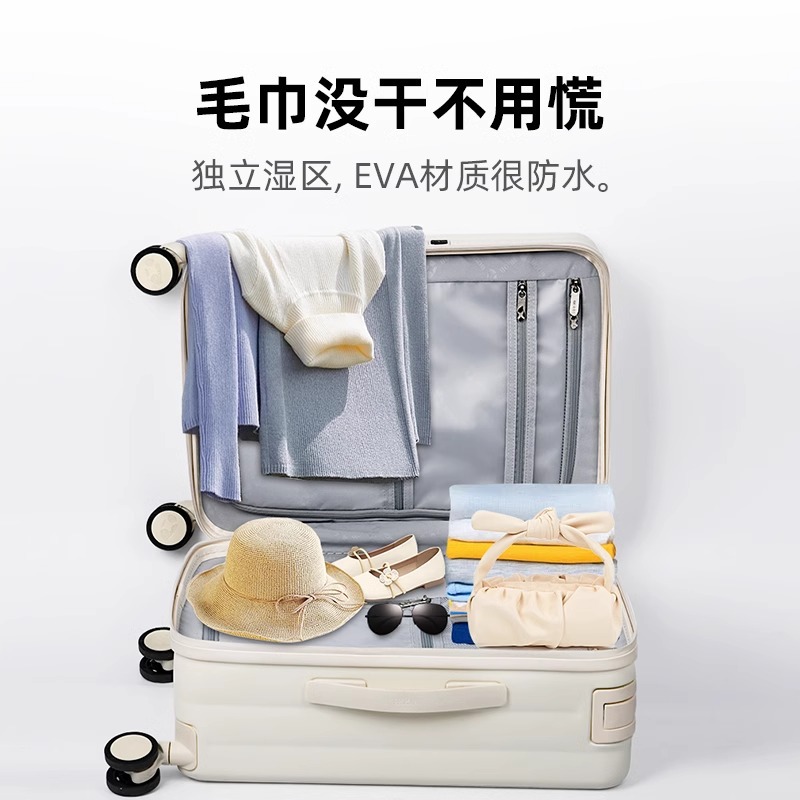 Vali nhựa PC chịu lực chống xước, bánh xe đa hướng giảm chấn, size cabin 20 inch — 53L thanh kéo rộng mở phía trước hành lý đóng gói năng lượng khổng lồ SF màu tím miễn phí vận chuyển