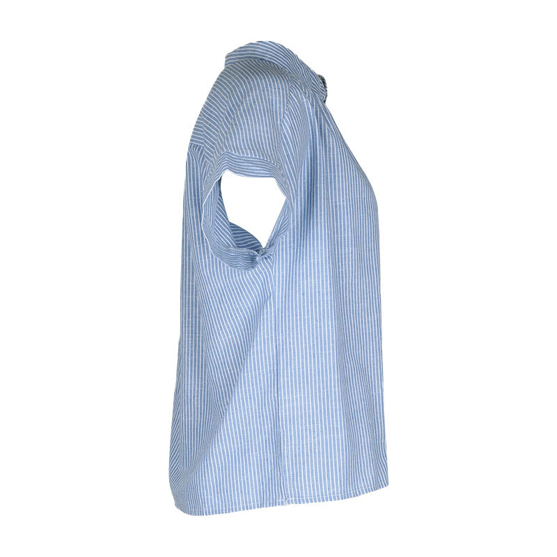 Camicia button-down con risvolto a maniche corte a righe_voghion.com